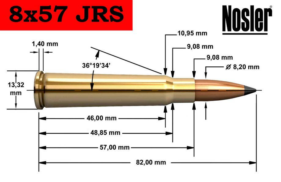 Fiche technique simplifiée du calibre 8x57 JRS.